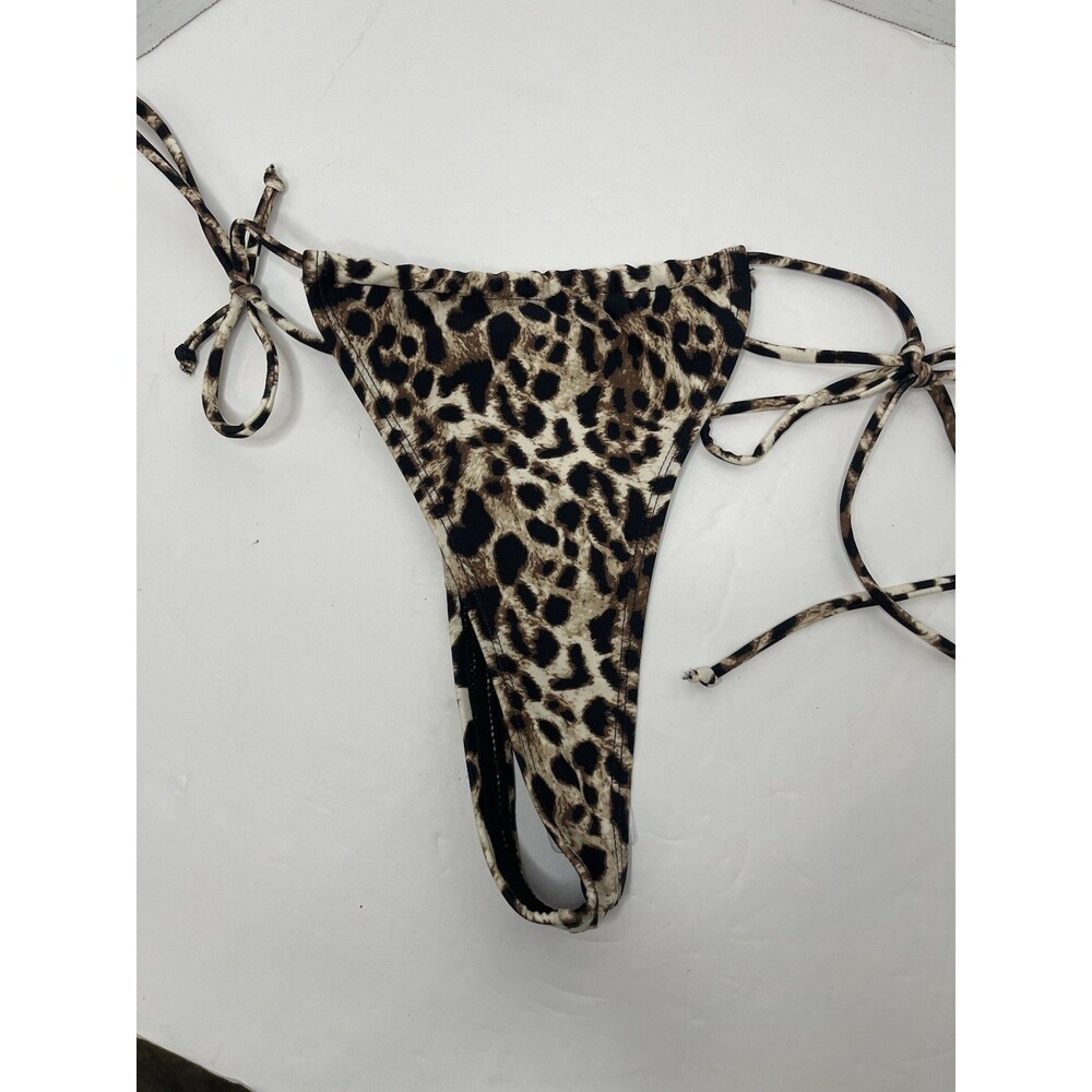 Betty Jade Cheetah Tie Side Thong Swim Suit Bottom Size XL